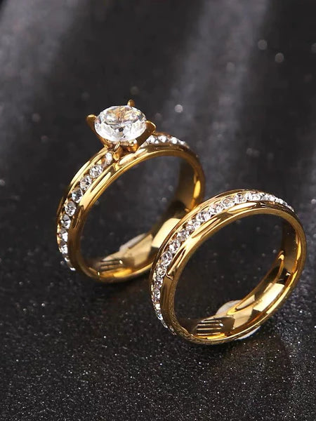Par de Alianças de casamento de ouro para mulheres