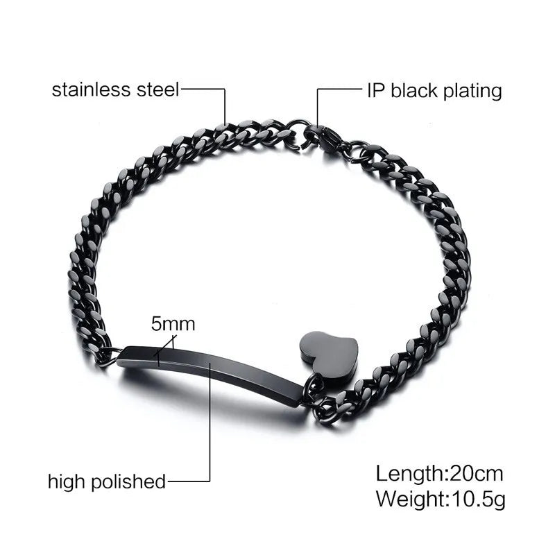 Vnox Minimalist Personalize Engrave Stainless Steel Thin Bar Bracelets for Women Lady Custom Friendship Bridesmaid Gifts Jewelry