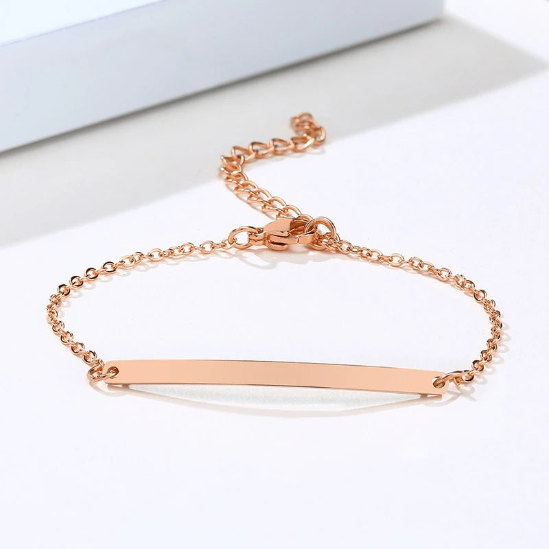 Vnox Minimalist Personalize Engrave Stainless Steel Thin Bar Bracelets for Women Lady Custom Friendship Bridesmaid Gifts Jewelry