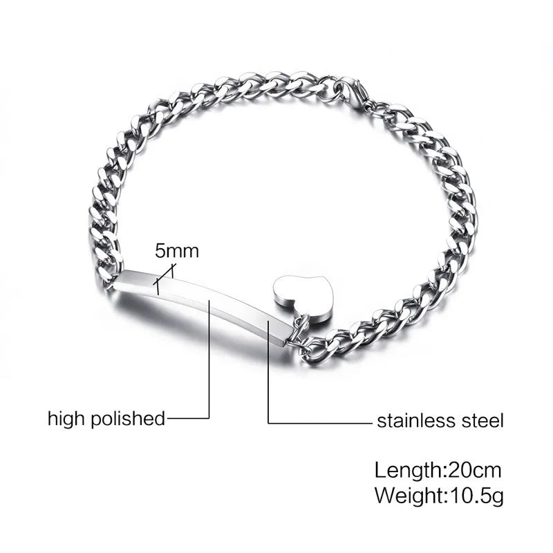 Vnox Minimalist Personalize Engrave Stainless Steel Thin Bar Bracelets for Women Lady Custom Friendship Bridesmaid Gifts Jewelry