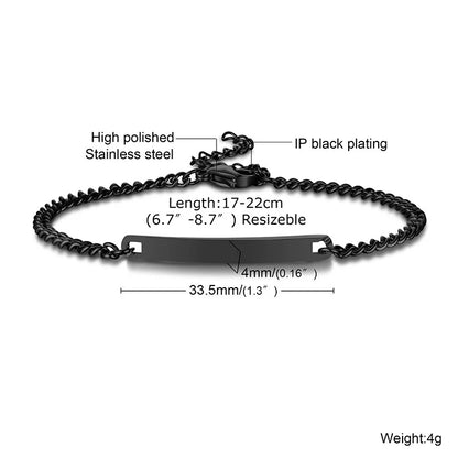 Vnox Minimalist Personalize Engrave Stainless Steel Thin Bar Bracelets for Women Lady Custom Friendship Bridesmaid Gifts Jewelry