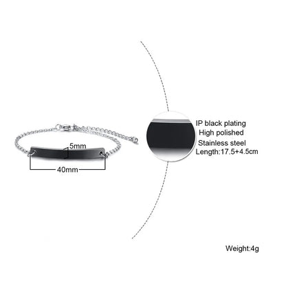 Vnox Minimalist Personalize Engrave Stainless Steel Thin Bar Bracelets for Women Lady Custom Friendship Bridesmaid Gifts Jewelry