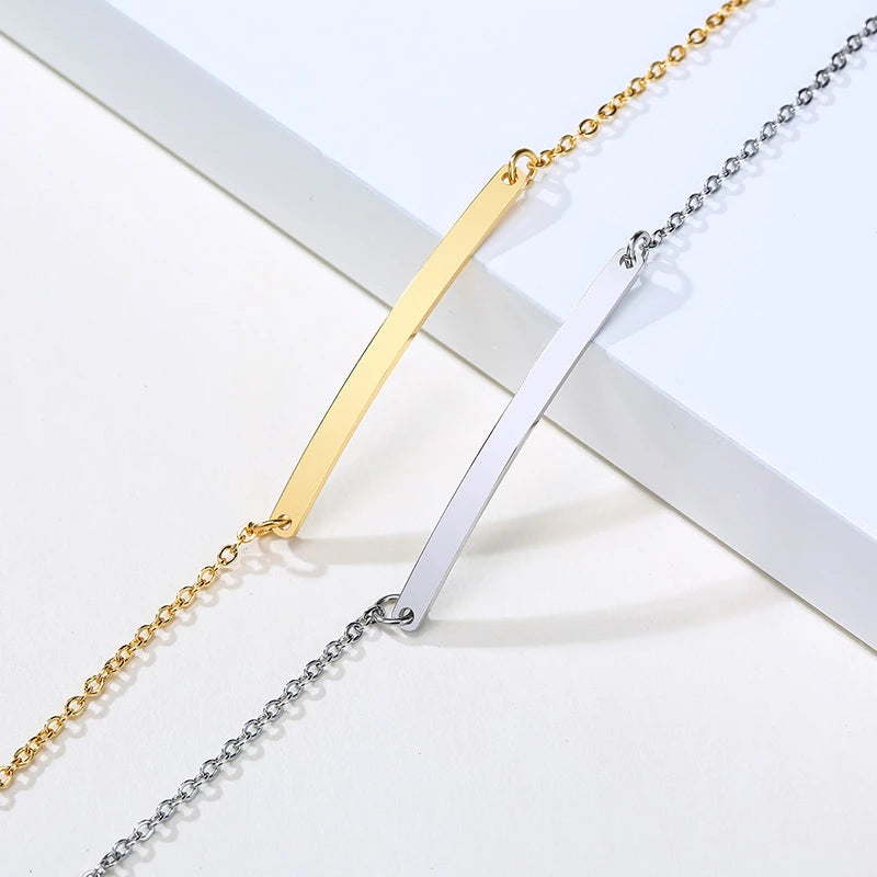 Vnox Minimalist Personalize Engrave Stainless Steel Thin Bar Bracelets for Women Lady Custom Friendship Bridesmaid Gifts Jewelry