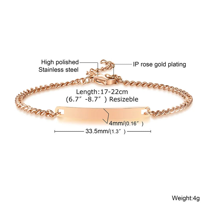 Vnox Minimalist Personalize Engrave Stainless Steel Thin Bar Bracelets for Women Lady Custom Friendship Bridesmaid Gifts Jewelry