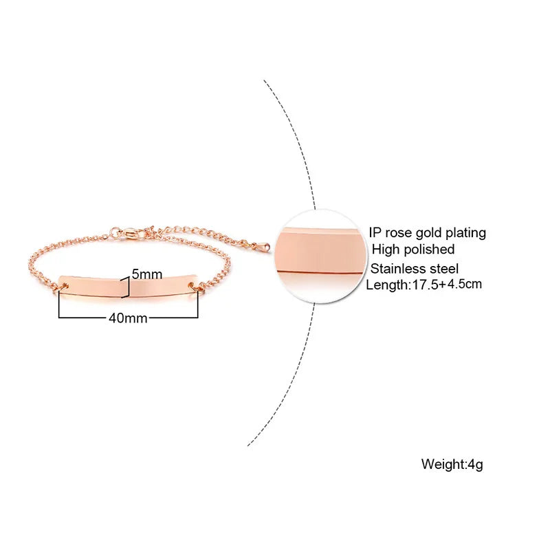 Vnox Minimalist Personalize Engrave Stainless Steel Thin Bar Bracelets for Women Lady Custom Friendship Bridesmaid Gifts Jewelry