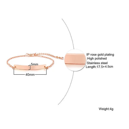 Vnox Minimalist Personalize Engrave Stainless Steel Thin Bar Bracelets for Women Lady Custom Friendship Bridesmaid Gifts Jewelry
