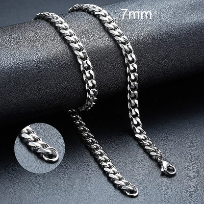 Vnox 3/5/7/9mm Thick Cuban Chain Necklaces for Men Women,Simple Miami Curb Links Collar,Waterproof Stainless Steel Unisex Chain