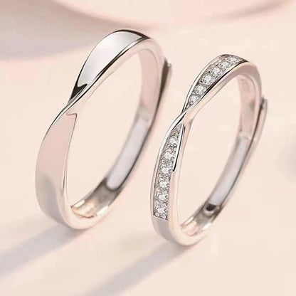 1 Pair Twist Copper Plated Platinum Resizeable Couple Rings Men Women Adjustable Overlap Opening Finger Jewelry