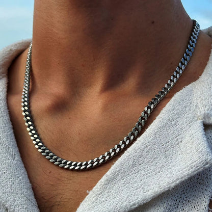 Vnox 3/5/7/9mm Thick Cuban Chain Necklaces for Men Women,Simple Miami Curb Links Collar,Waterproof Stainless Steel Unisex Chain