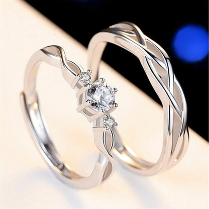 1 Pair Twist Copper Plated Platinum Resizeable Couple Rings Men Women Adjustable Overlap Opening Finger Jewelry