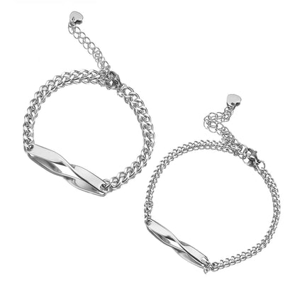 2 unidades/conjunto Pulseira Mobius para casal em aço titânio Pulseira personalizada com nome e data gravados Joias para homem e mulher Presentes