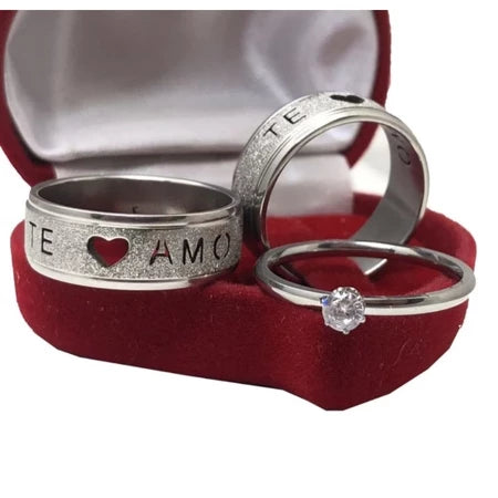 Par de alianças pratas namoro “ Eu te amo ”