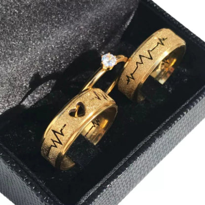 Aliança de Casamento Banhada Ouro Batimentos Cardíacos