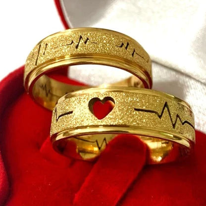 Aliança de Casamento Banhada Ouro Batimentos Cardíacos
