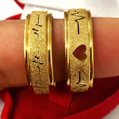 Aliança de Casamento Banhada Ouro Batimentos Cardíacos