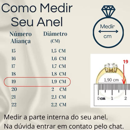 Par de Aliança 4mm Com Anel Luxuoso Inox Pedra De Cristal De Banhado a Ouro + caixinha